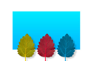 Three leaves depicting a forest
