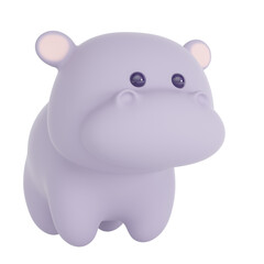 Cute little hippo isolated on white background. 3d rendering