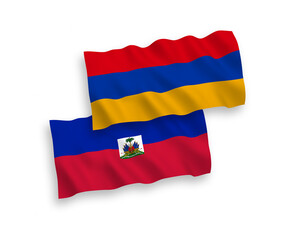 Flags of Republic of Haiti and Armenia on a white background