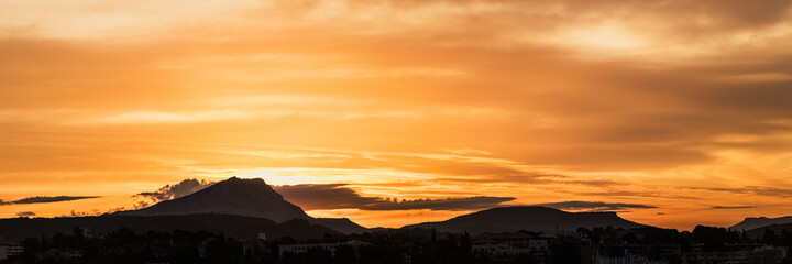 the Sainte Victoire mountain in the light of a cloudy late summer morning