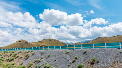 Beautiful mountain natural scenery under blue sky in Xinjiang,China.