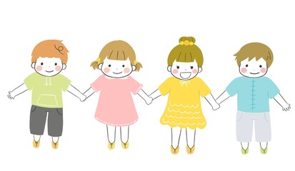 かわいい笑顔の仲良し4人組の子供達