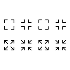 Obraz premium Full screen and exit full screen icon set
