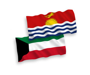 Flags of Republic of Kiribati and Kuwait on a white background