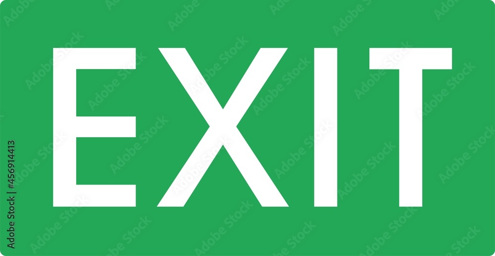 Poster vector illustration of exit signage with a green background and white text
