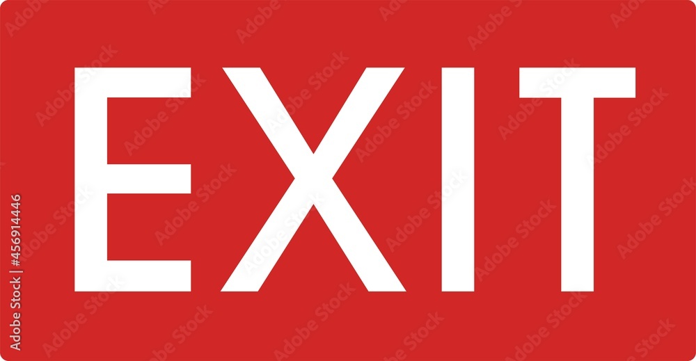Poster vector illustration of exit signage with a red background and white text
