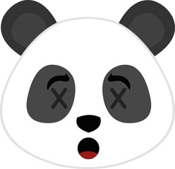 Vector emoticon illustration of the head of a panda bear with eyes in the shape of crosses, death concept
