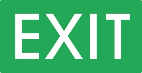 Vector illustration of exit signage with a green background and white text