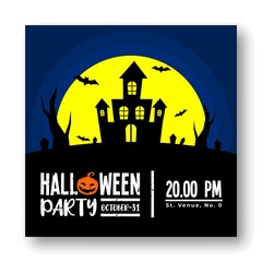 social media template for halloween party invitation. social media banner vector template