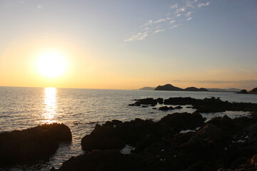 日本の自然と田舎の景色！瀬戸内の夕日