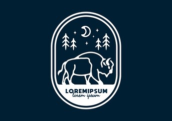 Line art illustration of bison