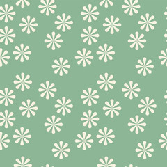 vintage two colored seamless pattern. chaotic arrangement, geometric stylized flowers, 60s, 70s. surface design, fabric, paper, stationery, card, banner, textile