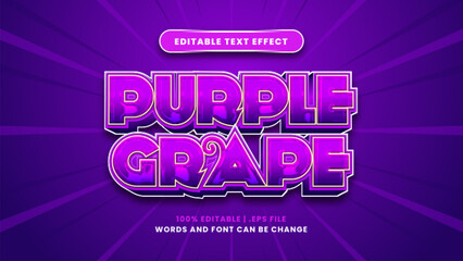Obraz premium Purple grape editable text effect in modern 3d style
