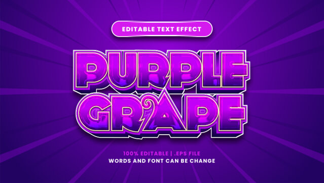 Purple grape editable text effect in modern 3d style