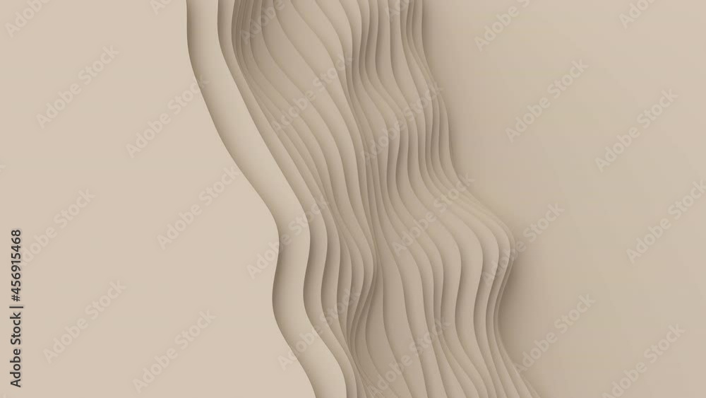 Poster champagne paper cut dark abstract animation background loop. 3d paper craft seamless waves.