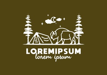 Line art illustration of bison