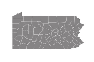 Gray blank vector Pennsylvania of America map. Isolated on white background.