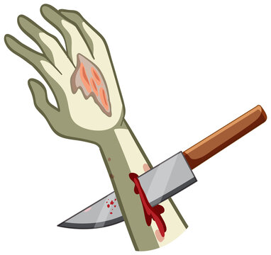 Stabbed zombie hand with knife