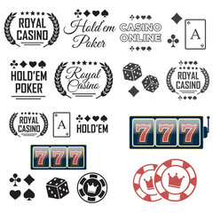 Poker club and casino vector sign set