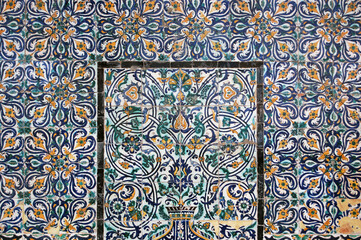 Ornate tiles in bazaar, Tripoli old town, Libya