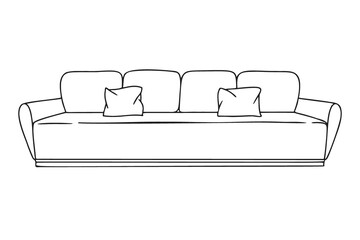 Contour sketch of a sofa isolated on a white background. Vector illustration.