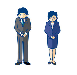 おじぎをするビジネスマンの全身