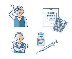 風邪をひいたシニア男性