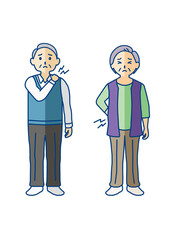 肩こり腰痛に悩むシニアの全身ポーズ