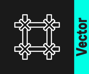 Obraz premium White line Prison window icon isolated on black background. Vector