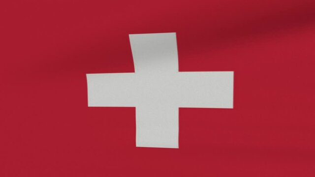 Loop Waving Flag Switzerland Land 3D Closeup