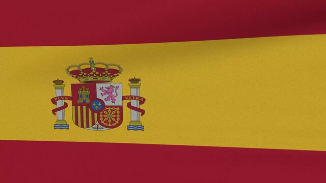 Loop Waving Flag Spain Land 3D Closeup