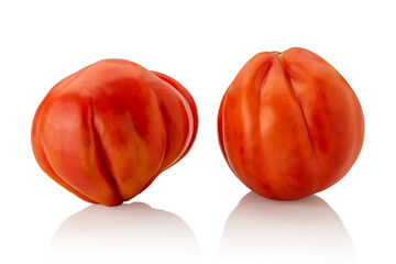Two Ox Heart Tomatoes on white Background
