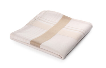 Folded handkerchief isolated on white. Stylish accessory