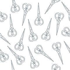  Seamless pattern with hairdressing scissors.