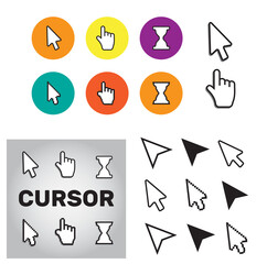 Pixel cursors icons mouse hand arrow. Mouse computer cursor.