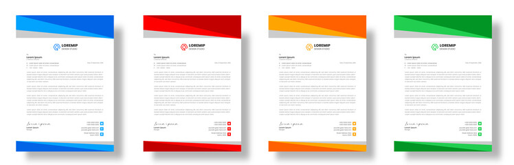 Obraz premium corporate modern letterhead design template with yellow, blue, green, and red colors. creative modern letterhead design template for your project. letter head, letterhead, business letter head design.