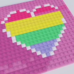 Colourful heart made out of toy bricks. - 456922437