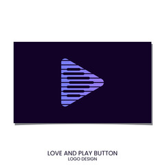 PLAY BUTTON AND LOVE LOGO DESIGN VECTOR