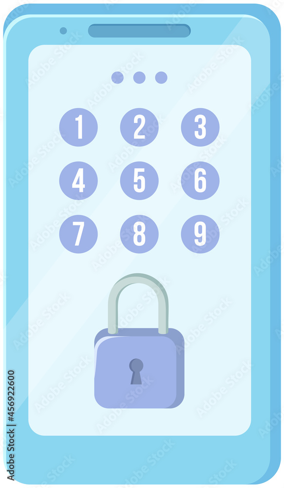 Aufkleber digital dial plate of security lock or telephone keypad. mobile phone with numbers and padlock. devi