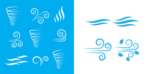 Wind icons nature, cool weather, climate - Vector