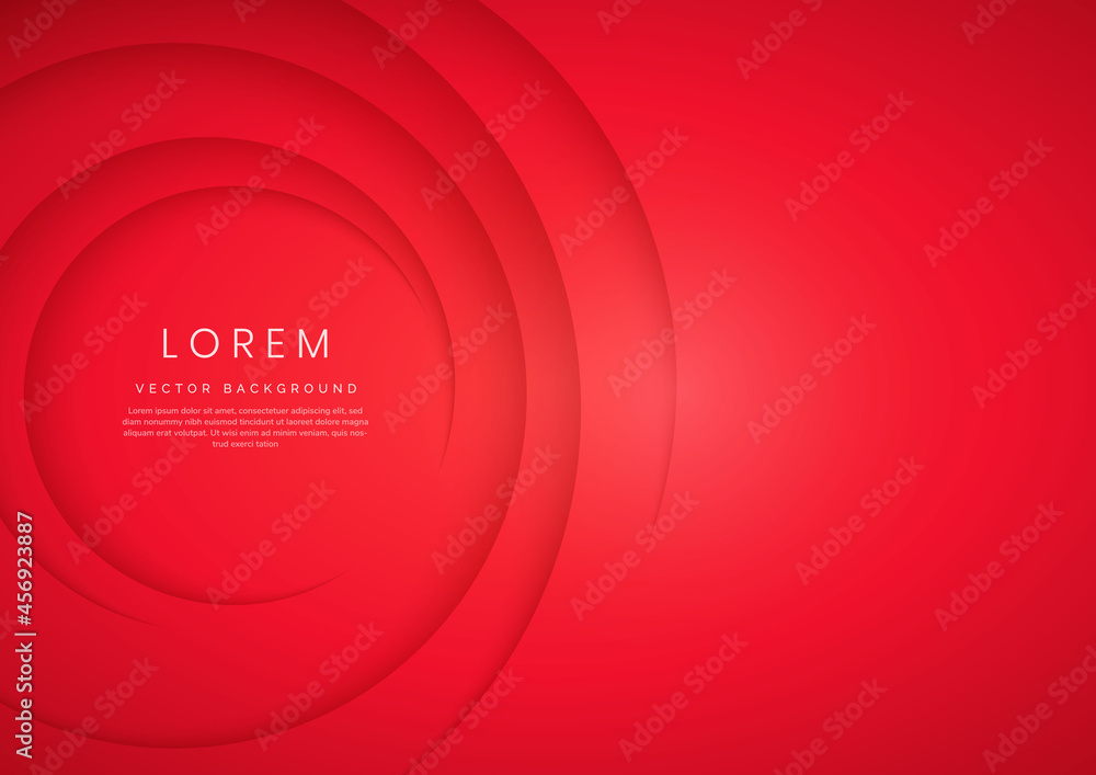 Aufkleber abstract modern red gradient circles layers lighting background with copy space for your text.