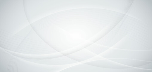 Abstract white and grey background with dynamic waves shape.