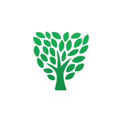 Green ecology guard logo design. Isolated tree shield logotype