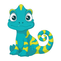 Cute little chameleon. Vector cartoon illustration © platinka