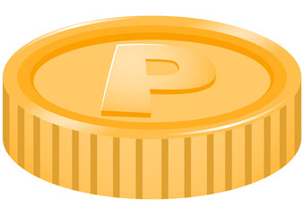 Pの文字が刻印されたコインのイラスト