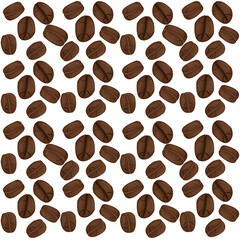 Coffee beans seamless pattern on white background