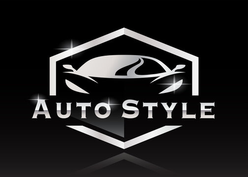 Sports car silhouette logo. Performance supercar motor vehicle badge. Auto style dealership garage icon. Vector illustration.