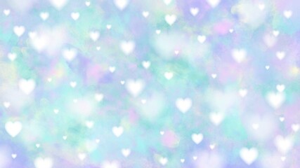 Rainbow pastel cloudy heart light bokeh background