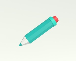 Pencil icon. Pencil with an eraser. Icon for the design of a website,

application, and user interface. 3d rendering illustration.