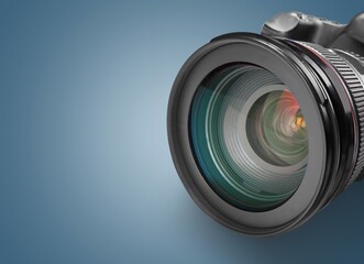 Camera lens, professional video montage